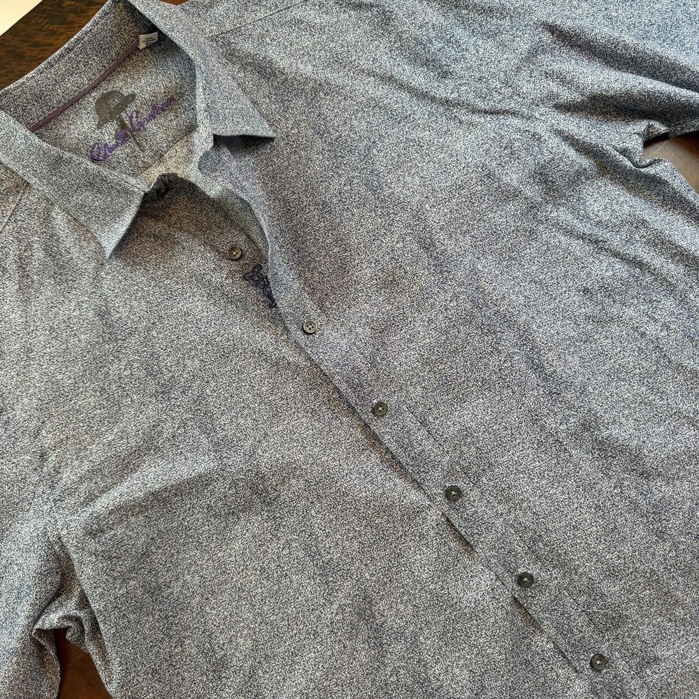 Robert Graham Shirt Mens XL Blue Geometric Classic Fit Contrast Cuff Long Sleeve